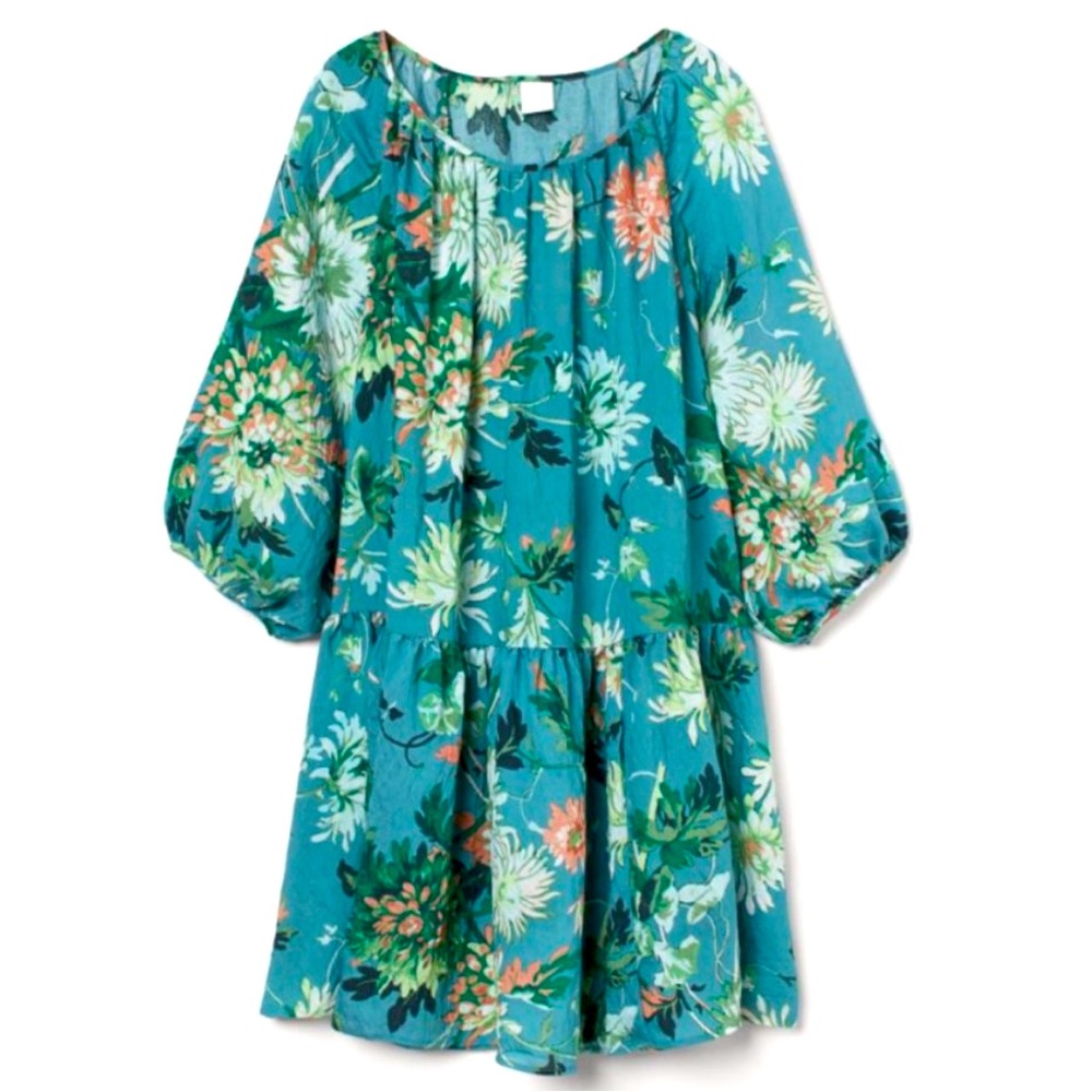 H&M floral balloon sleeve dress L